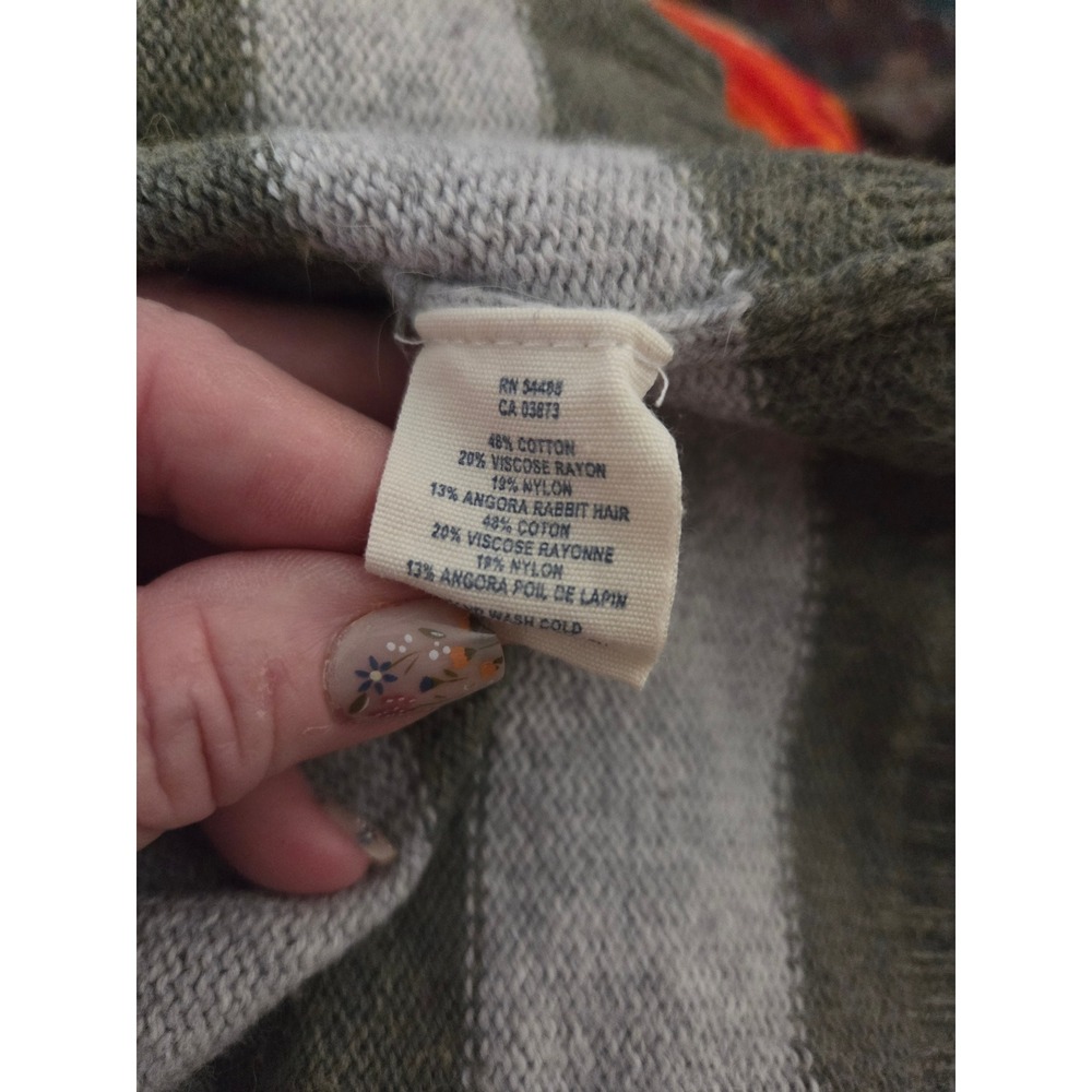 American Eagle Outfitters Y2K Cardigan Striped Green Beige Open Front‎ Sweater - Picture 4 of 5